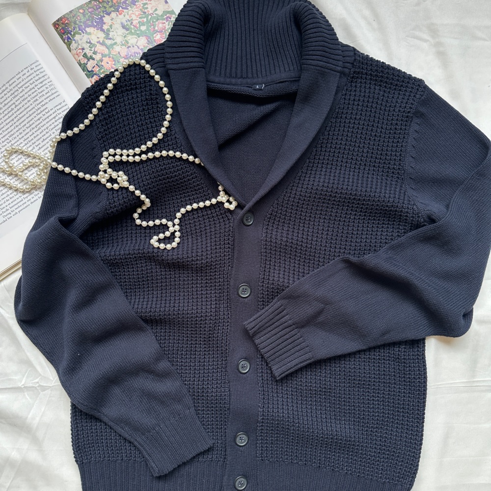 Navy Blue Women's Sweater - Picture 3 of 11